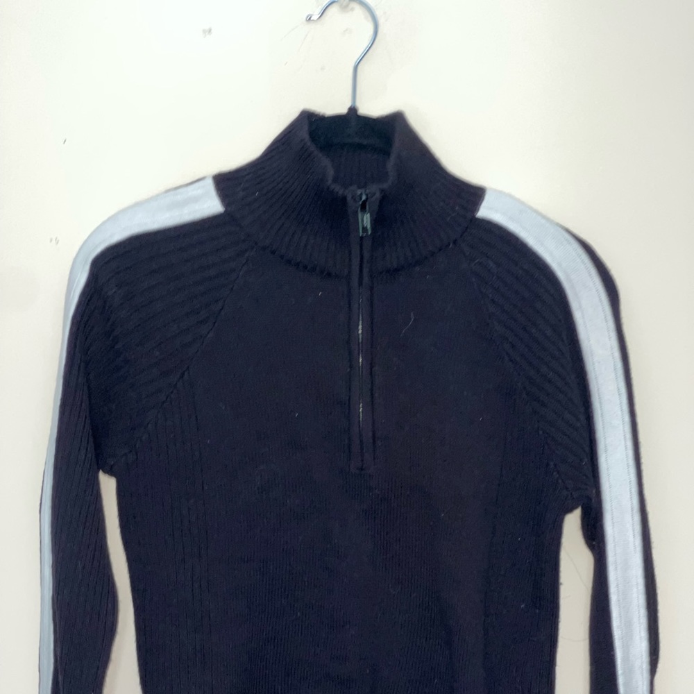Black with white strip crop sweater with quarter zipper front size Small
